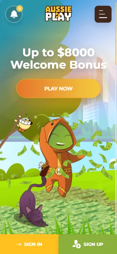 Aussie Play Casino mobile home experience for browser play